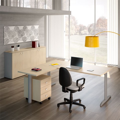 Scrivania Stratos 160x80 cm Workstation con Cassettiera - RICOMI